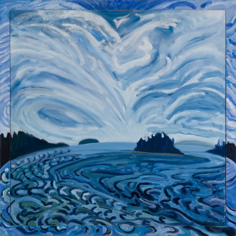 Large Day over Thrumbcap Island - 48w x 48h with frame - Oil on Linen - SOLD!