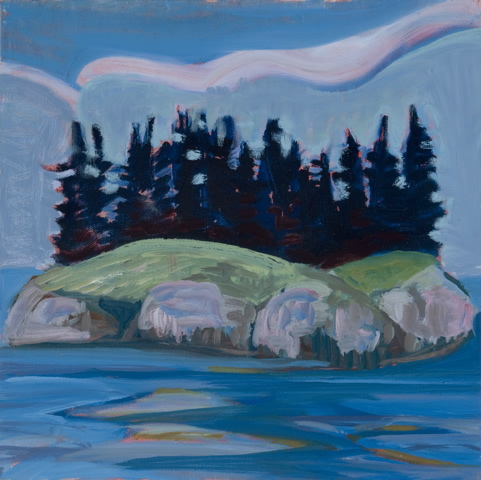 Burnt Island, Fog Lifting 14w x 14h Oil on Canvas