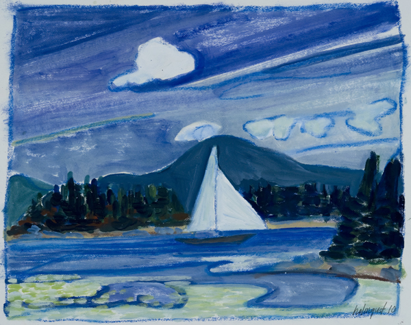 Slipping into Harbor ~ oil on gessoed paper ~ 20 x 16 framed - SOLD