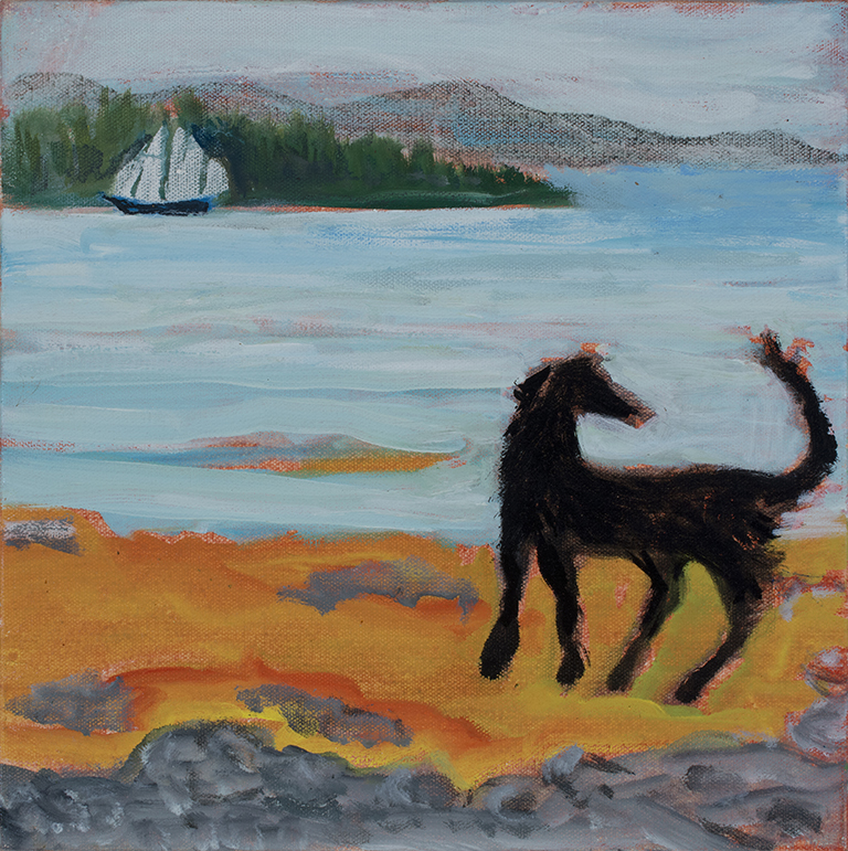 Hugo on the Beach 12 in x 12 in