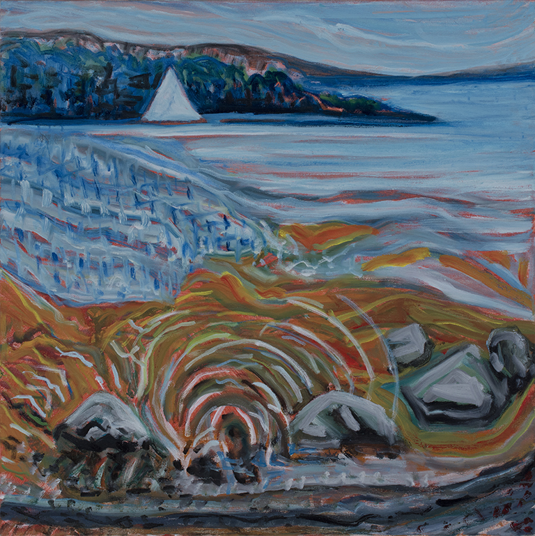 The Wind Goes over the Harbor 24 in x 24 in