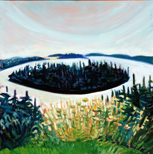 Hutchin's Island Afloat - 24w x 24h Oil on Canvas